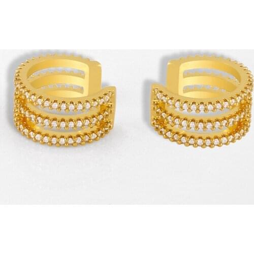 FLOLA Gold C Shape EarCuff Stackable Crystal Clip on Earrings Ear cuffs Without Piercing CZ Cubic zirconia Jewelry Gifts ersu18