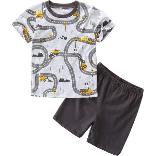 Summer Boys Clothing Sets Cotton Cars Print Fashion New Arrival Kids Clothes Fashion Hot Selling Suits
