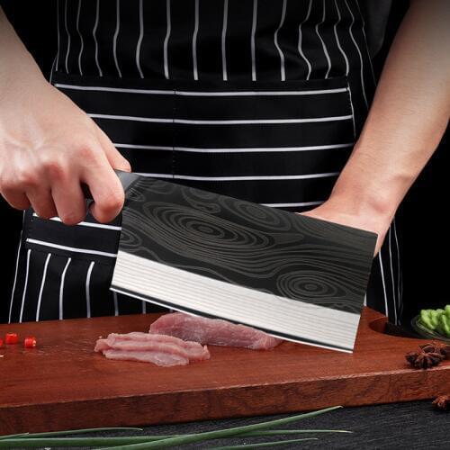 Liang Da 8 inch Stainless Steel Cleaver Butcher Knife Pro Kitchen Knife Wood Handle Slicing knife Kitchen Cooking Chef Knife