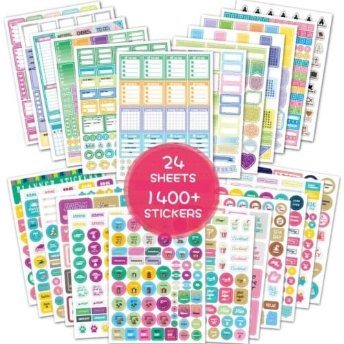 Planner Stickers Pack Scrapbooking Bullet Journal Supplies Diary Stickers for Notebooks Diary Decorating School Office Sticker