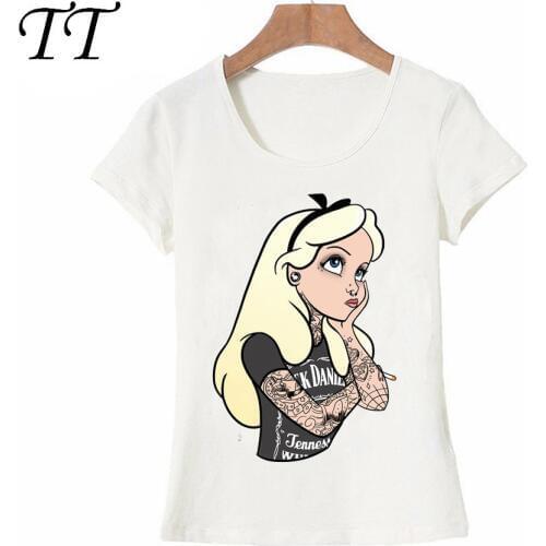 New harajuku summer fashion women T-Shirt Alices cartoon girl T Shirt Novelty Design casual female Tops cute princess Tee