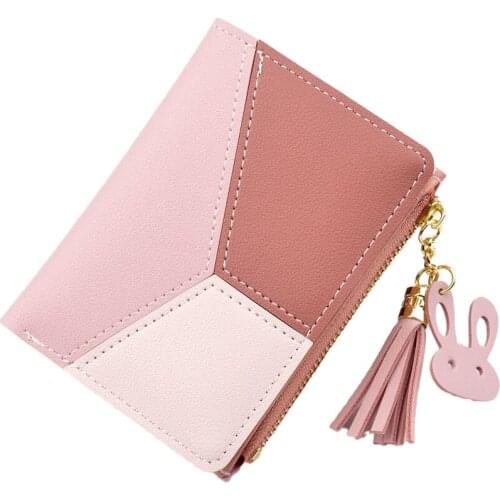 New Arrival Wallet Short Women Wallets Zipper Purse Patchwork Fashion Panelled Wallets Trendy Coin Purse Card Holder Leather