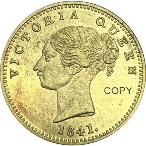 New Products East India Company Gold Coin 1841 S Victoria Queen Single Braid One Mohur Brass Metal Copy Coins Good Quality