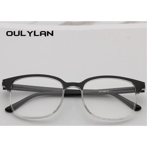Oulylan Retro Reading Glasses Men Retro Half Frame Presbyopic Eyeglasses Anti Fatigue