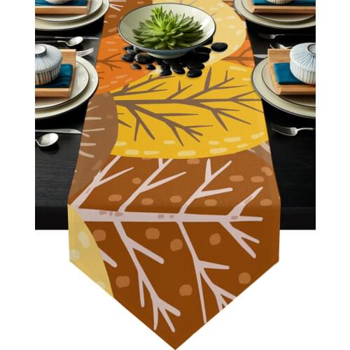 Autumn Woods Yellow Table Runner Modern Table Flag Home Party Country Wedding Decoration Tablecloth Table Runners