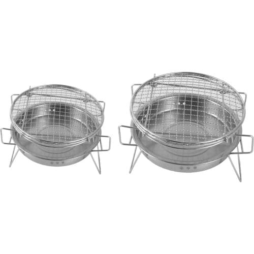 Outdoor BBQ Grill Charcoal Rack Grate Mini Round Grill Portable Camping Pot Baking Cooking Grill Barbecue Mesh Wood Coal Stove