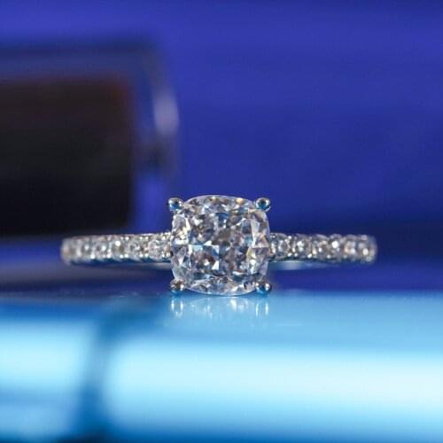 Nature Cushion cut 6mm Diamond Ring 100% Original 925 sterling silver Engagement Wedding band Rings for Women Bridal Jewelry