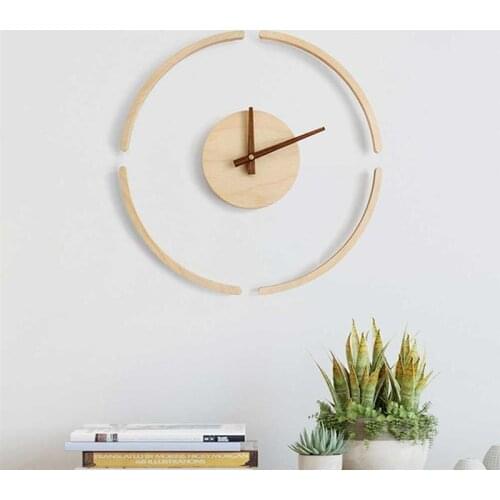 1PC Transparent Glass Suspension Wall Clock Simple Wooden Hanging Clock Creative Silent Clock Decor Wall Decorative Home Decor