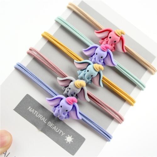 10Pcs hair accessories hair rope high elastic rubber band double line dinosaur small flying elephant unicorn rabbit hair ring