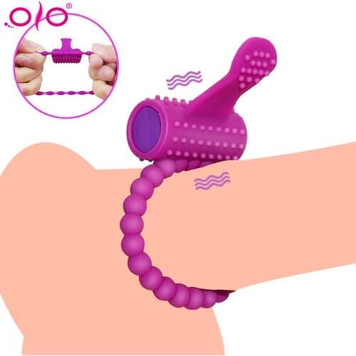 OLO Couple Sexy Toy, Elastic Delay Ring, Vibrating Cock Stretchy Intense Clit Stimulation, Premature Ejaculation Lock Vibrator