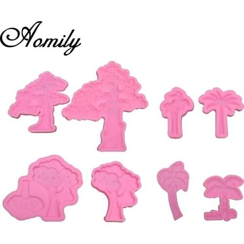 Aomily Pine Tree Coconut Tree Fondant Chocolate Mold Silicone Molds Cake Decorating Tools Jelly Baking Tools Kitchen Accessories
