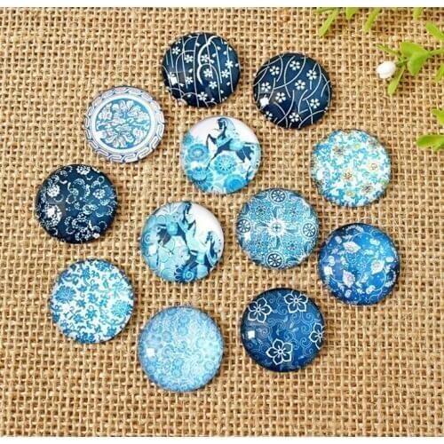 Different Styles Mosaic Printed Picture Glass Half Round Dome Cabochons Tiles for Jewelry Making, Floral Series