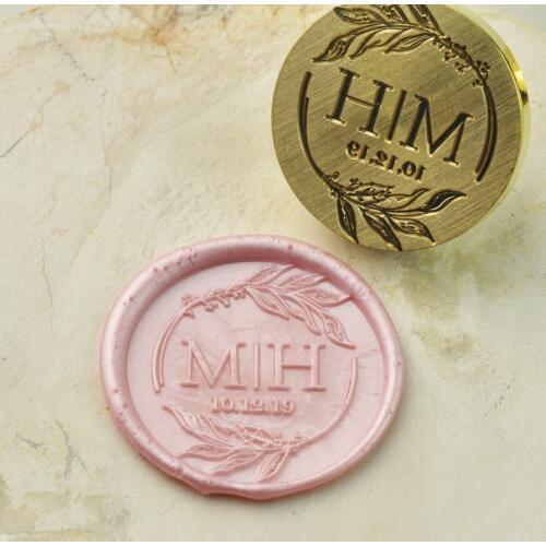 Wedding Invitation, Seal Sealing Wax Stamp, Wreath Stamp,Custom Wax Seal Initials Stamp, Personalized Wedding Initials Seals
