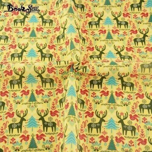 Booksew Natural Cotton Linen Fabric Deer Pattern Sewing Tissue Tecido DIY For Bag Pillow Zakka Curtain Tablecloth Cushion CM