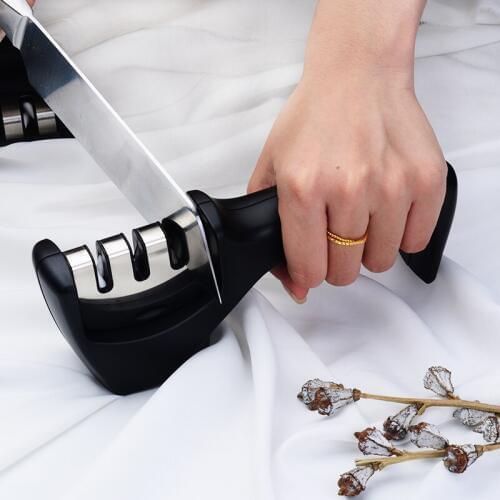 Grinder Stone Tool Knife Sharpener 3 Stages ( Tungsten Diamond & Ceramic ) Steel Whetstone Kitchen Knives Sharpening Grindstone