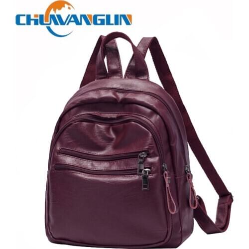 Chuwanglin Vintage leather backpack women mochila feminina bookbag fashion casual small backpack woman school bags girls D9511