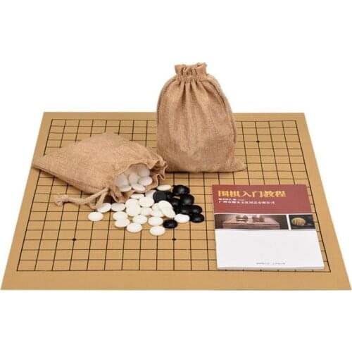 Weiqi Go Game 361 Single Double Side Melamine Chess Pieces Go Chess Game Set PU Leather board Chinese Old Board Game