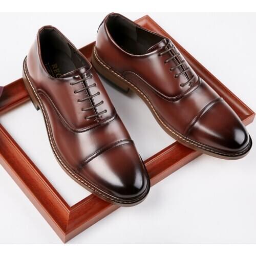Yomior New Designer Vintage Men Shoes High Quality Soft Leather Formal Dress Loafers Business Wedding Oxfords Mens Dress Shoes