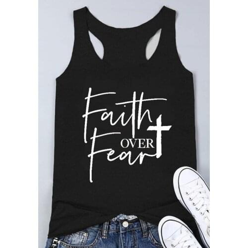 Cross Faith Over Fear vest Christian Religion tees summer style Beach tank top women fashion casual Tank drop shipping