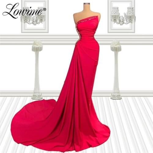 7 Design 2021 New Arrival Strapless Long Evening Dress Crystals Custom Made Formal Celebrity Dresses Abaya Dubai Robe Soiree