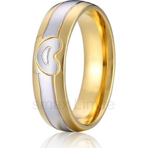Anel feminino heart shape men wedding band men gold color finger ring