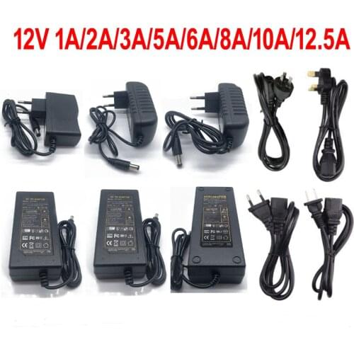 1 x AC 100V - 240V to DC 12V 1A 2A 3A 5A 6A 8A lighting transformers Power Supply Adapter Converter Charger For LED Strip light