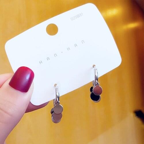 Round Disc Tassel Earrings for Women S925 Stamp Silver Color Earrings Oorbellen Pendientes Gift