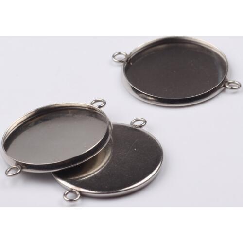 Reidgaller 20pcs fit 14mm 16mm 18mm round stainless steel cabochon bezel settings diy bracelet base connector findings
