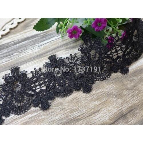 5 Yards 2.83 inch Venice Lace Trim in Black for DIY sewing, Skirt, Jewelry or Costume Design
