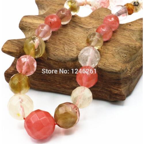 6-14mm Accessories Christmas Gifts Watermelon Tourmaline Women Girls Necklace Chain Stone Hand Made Jewelry making Design 15inch