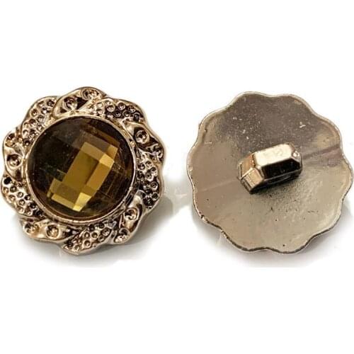 6pcs 20mm Rose Gold Acrylic Coffee Glass Rhinestone Buttons Bridal Suit Vintage Antique Ornament Crystal Headband Diy