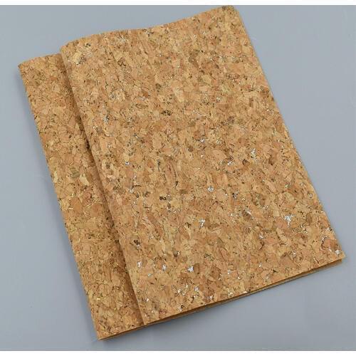 A4 21x29cm Soft Cork PU Leather Fabric Gold Silver Color Synthetic Leather For Garment Handbags Diy Sewing Accessories