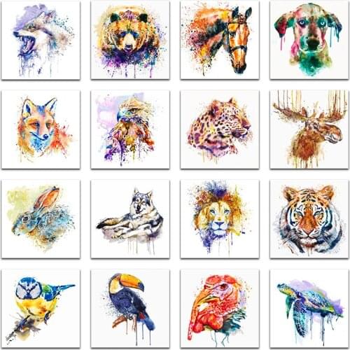 5D DIY Diamond Painting Full Square Color Animal Lion Cat Cross stitch Mosaic Picture Rhinestones Diamond Embroidery Tiger Wolf
