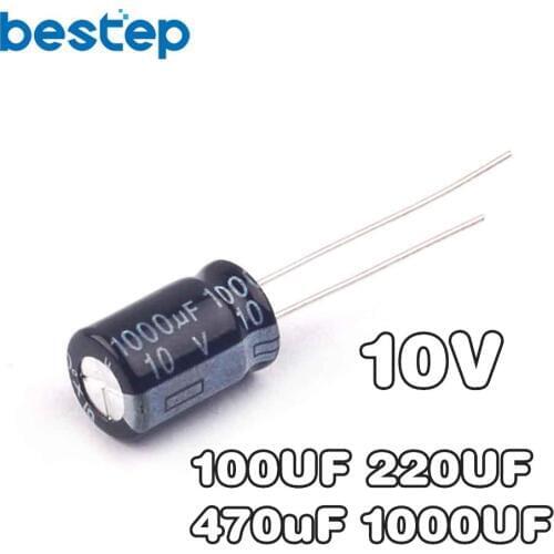 50PCS 10V aluminum electrolytic capacitor 10V 100UF 220UF 470uF 1000UF