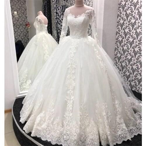 ANGELSBRIDEP Long Sleeves Ball Gown Wedding Dresses Robe de mariee Fashion Applique Romatic Boho Bride Dresses Plus Size