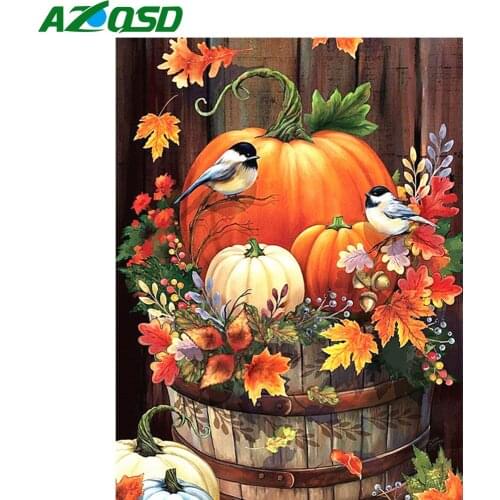 AZQSD 5D Diamond Embroidery Bird Pumpkin Mosaic Rhinestones Diamond Painting Animal Cross Stitch Needlework Home Decoration