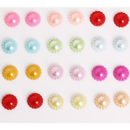 50pcs Dia 12mm Colorful Round NO Hole Sun Flower Plastic ABS Imitation Pearl Beads for DIY Craft Supplies Garment Accessories
