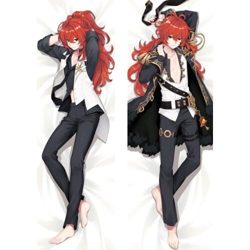 Game Genshin Impact Diluc Ragnvindr Cosplay Dakimakura Pillow Case Anime Cartoon Kawaii Accessories Props
