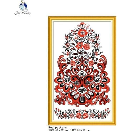 Joy Sunday Red pattern, two-color embroidery thread simple cross stitch kit 11CT14CT needlework full set DIY handmade sewing kit