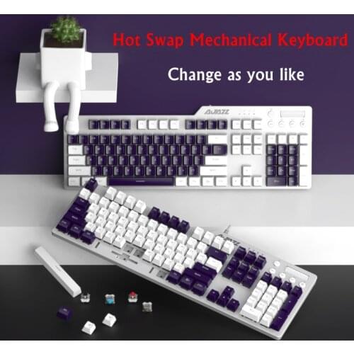 New HOT SWAP Ajazz AK35i USB Wired Multimedia Desktop Notebook Mechanical Keyboard For Home and Office White Backlight
