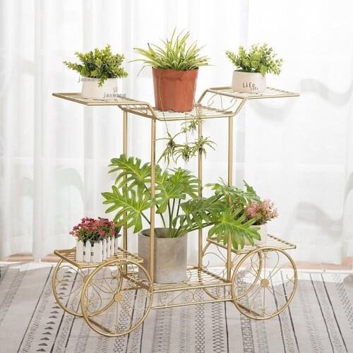 Wrought Iron Living Room Floor Type Flower Stand Hotel Pub Multi-layer Plant Shelf European-style Indoor Balcony Flower Pot Rack
