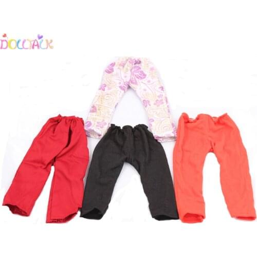 Doll Talk 1 PCS Fashion Doll Leggings Pants Fits 18 Inch 43-45cm Dolls Elastic rope Solid color Doll Pants Toy Accessories