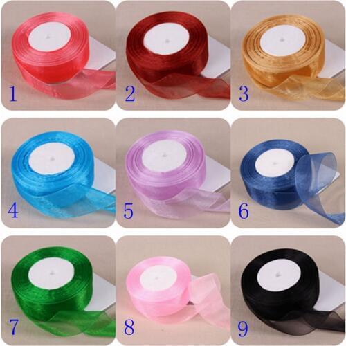 300 yards/lot 2.5cm Organza ribbon wholesale gift wrapping decoration Christmas ribbons for Wedding Party Home Decoration S4