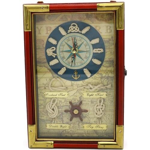 LUCKK 2021 Marine Storage Box Compass Retro Decorative Box Gold Frame Nautical Style Home Decoration
