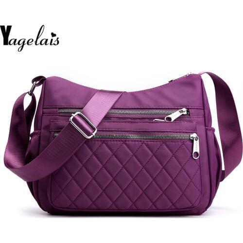 New Design Zipper Fashion Criss-Cross Plaid Sport Polyester Soft Women Girls Shoulder Bag Crossbody Bags