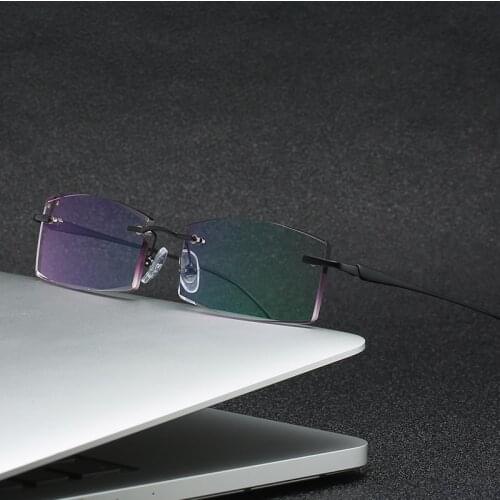 ZIROSAT 56059 Alloy Titanium Glasses Men New European Design Square Rimless Prescription Eyeglasses Eyewear Frame for Women