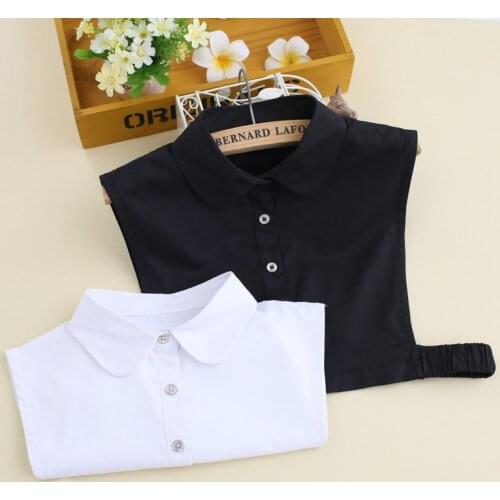 Formal Cotton White Fake Collar for Women Black Shirt False Collar Tie Mens Detachable Collar Lapel Blouse Tops Half Shirt Decor