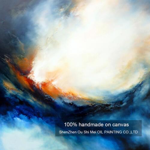 Wholesale Hand Painted Modern Blue Abstract Oil Painting On Canvas for Hotel Decoration Landscape Painting for Home Decor Art