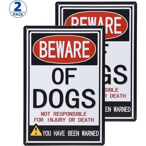 Beware Of Dog Sign, 2 Pack Beware of Dog Warning Signs Warning Safety Signs Indoor or Outdoor Use Easy Mounting for Yard