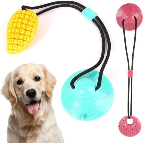 Pet Rally Suction Cup Toy Mango Shell Elastic TPR Dog Molar Teeth Cleaner Leaking Food Device Biting Toy